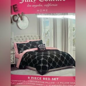 Juicy Couture Black and Pink Crown Comforter Set queen